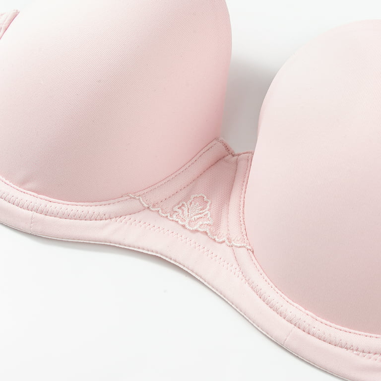 Deyllo Women's Strapless Push Up Full Cup Plus Size Underwire Padded Bra,  Light Pink 44C