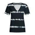 thumbnail image 4 of USSUMA Womens Tops Dressy Casual Summer Short Sleeve Tie-dye Shirts for Women Trendy Hollow Out Striped V Neck T-Shirts Blouses for Women Plus Tunic, 4 of 5