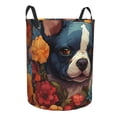 thumbnail image 2 of Fotbe Cute Colorful Flower French Bulldog Laundry Basket with Handles, Waterproof Large Laundry Hamper, Wash Bag for Corner Dorm, Rolling Laundry Basket with Handles-Medium, 2 of 8