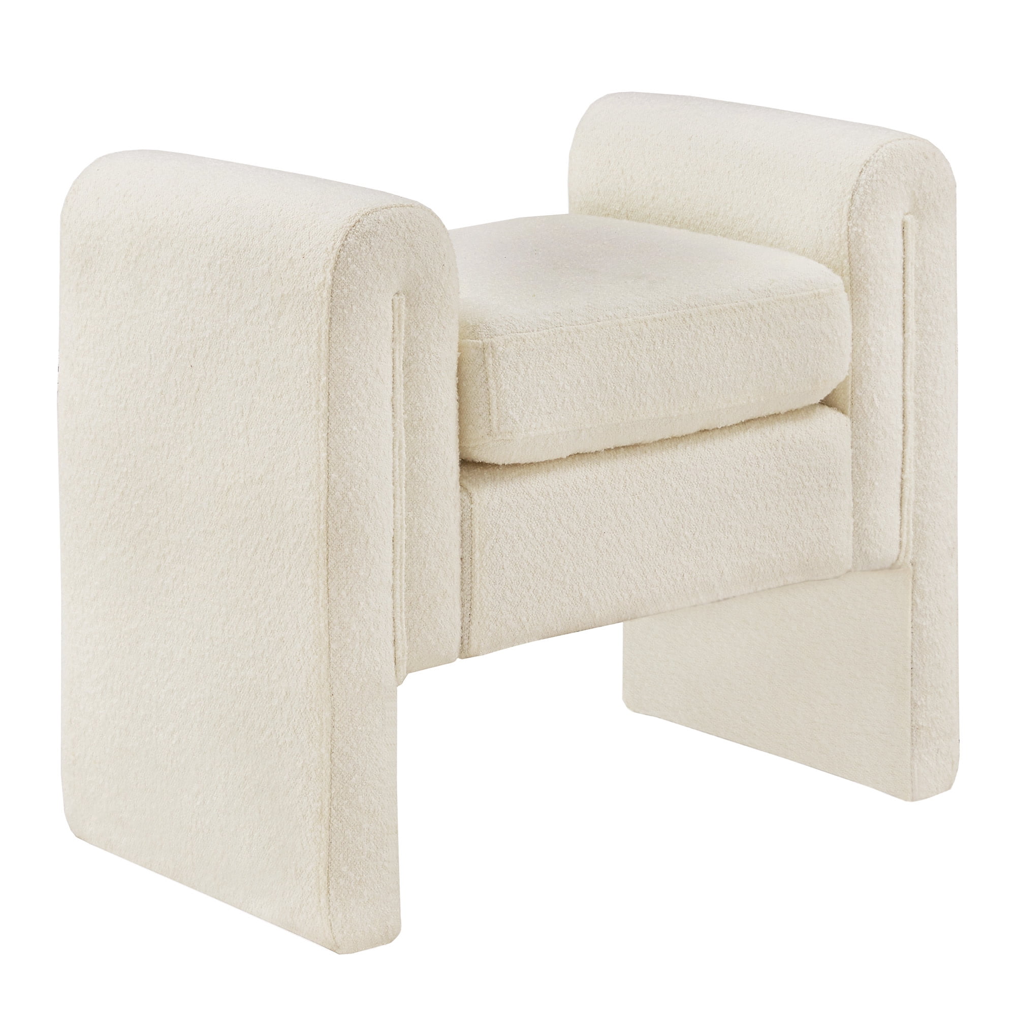 Weston Home Modica Upholstered Ivory White Boucle Bench, Small