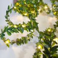 thumbnail image 1 of Guirnalda de hojas de hiedra de colores verdes y dorados para jardín, hogar, enredadera con luz de 2 m y 20 LED, planta artificial, 1 of 6