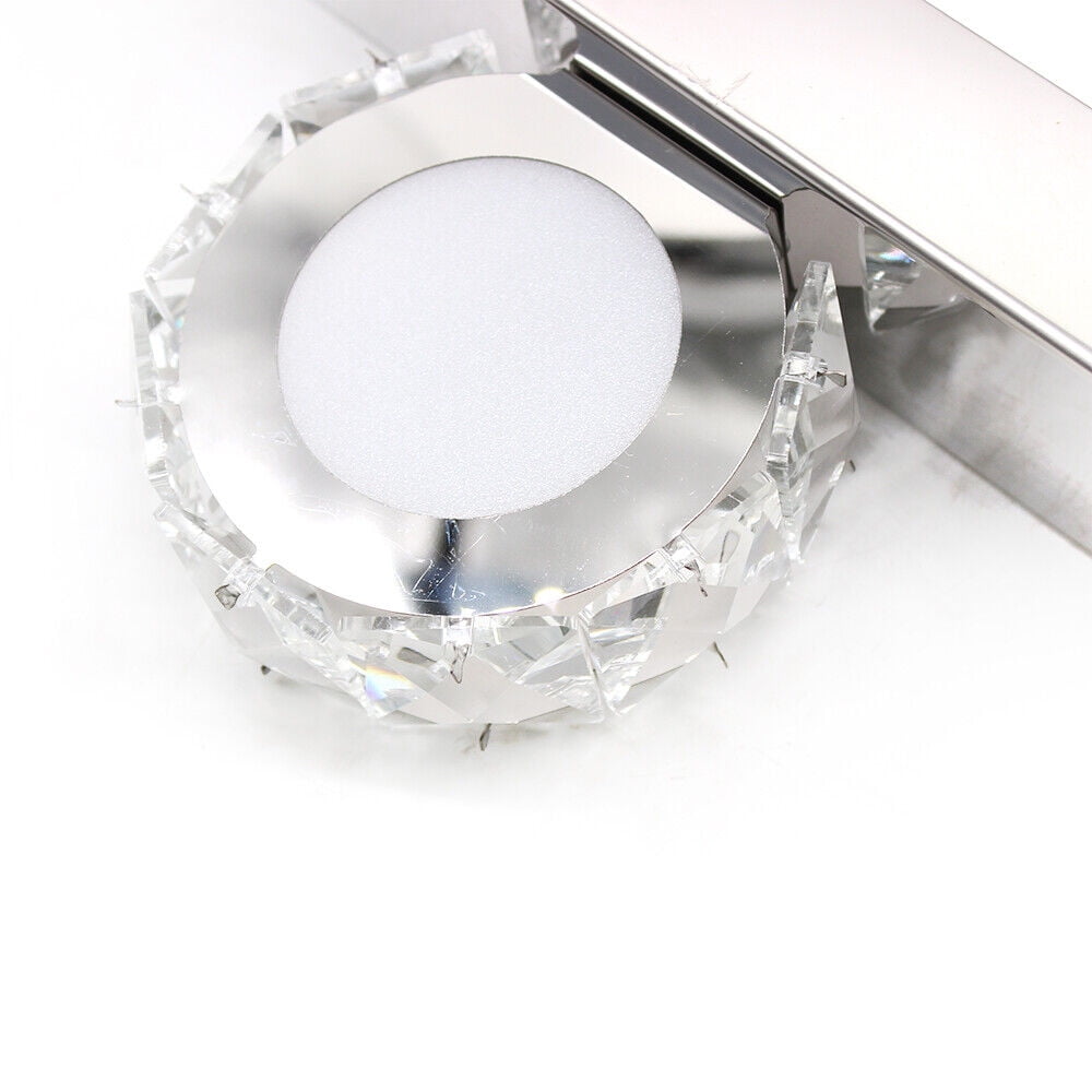 FETCOI Bathroom Vanity Light,Modern Crystal Vanity Mirror Light Wall Sconce for Makeup Bathroom Lighting Over Mirror Cabinet Sink (4 Round Lights Cold White 12W)
