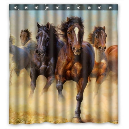 Quilted Shower Curtain Pattern GCKG Horse Pattern Bathroom Shower Curtain, Shower Rings Included 100% Polyester Waterproof Shower Curtain 66x72 inches ()