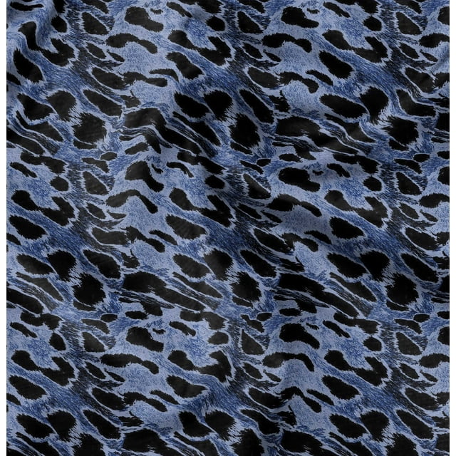 Soimoi Blue Rayon Fabric Leopard Animal Skin Print Fabric by Yard 56 Inch Wide