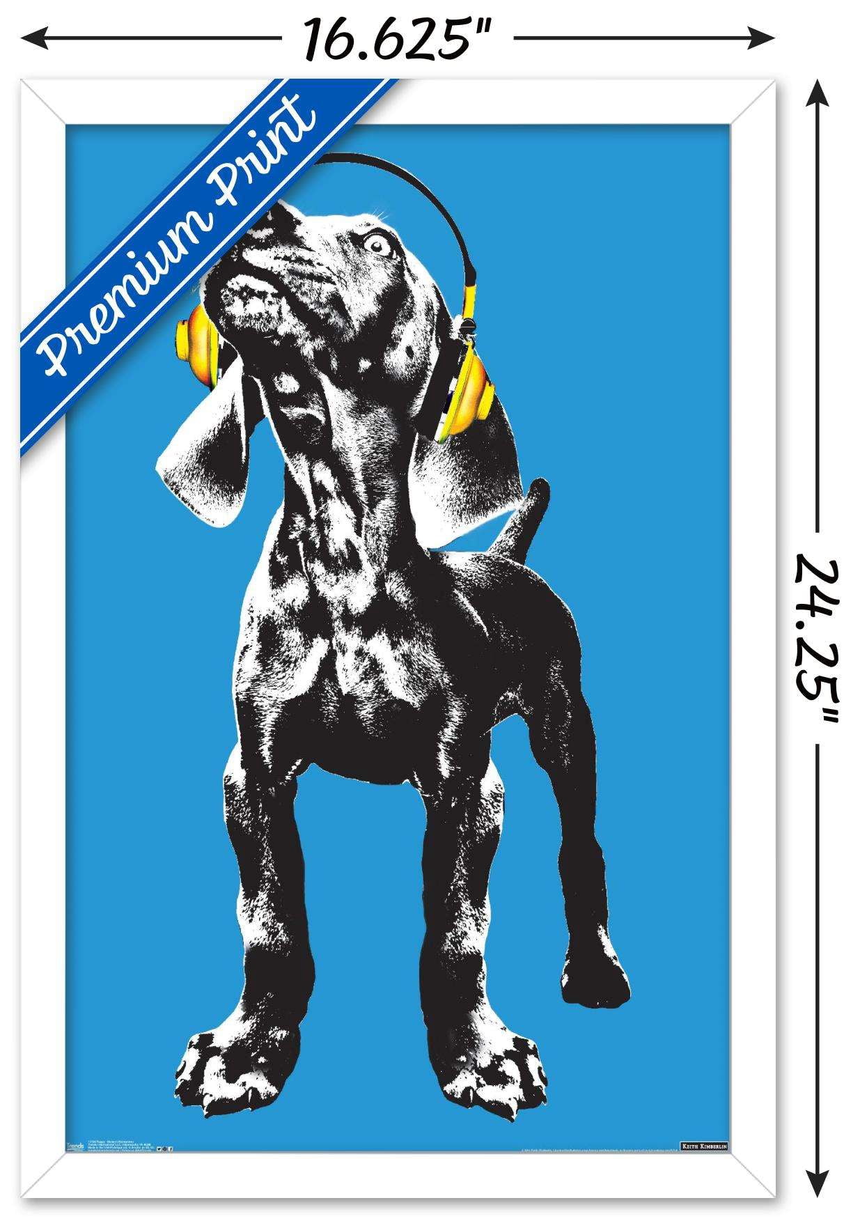 Keith Kimberlin - Puppy - Modern Weimaraner Pop Art Wall Poster, 14.725" x 22.375", Framed