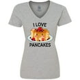 thumbnail image 3 of Inktastic I Love Pancakes with Cute Stack of Pancakes Women's V-Neck T-Shirt, 3 of 5