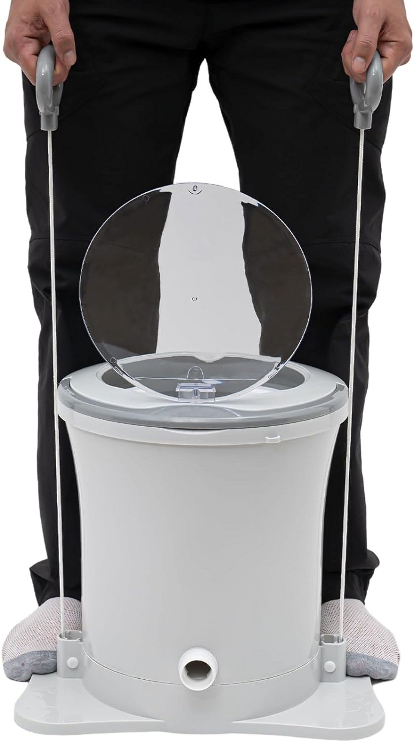 Manual Clothes Dryer Portable Mini Dryer Foot Powered Compact Spin Dryer Machine Non Electric Laundry Dryer for RV Camping Apartment Dorm(White)
