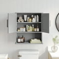 thumbnail image 3 of Flash Furniture Wall Mounted Bathroom Medicine Cabinet Storage Organizer with Two Magnetic Closure Doors, Adjustable Shelf, and Lower Open Shelf in Gray, 3 of 12