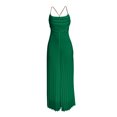 thumbnail image 5 of safuny Women's Jumpsuits Romper Overalls Chiffon Summer Sleeveless High Waist Scoop Neck Trousers Metal Chain Pleated Zipper for Women Solid Color Causal Green XXL, 5 of 7