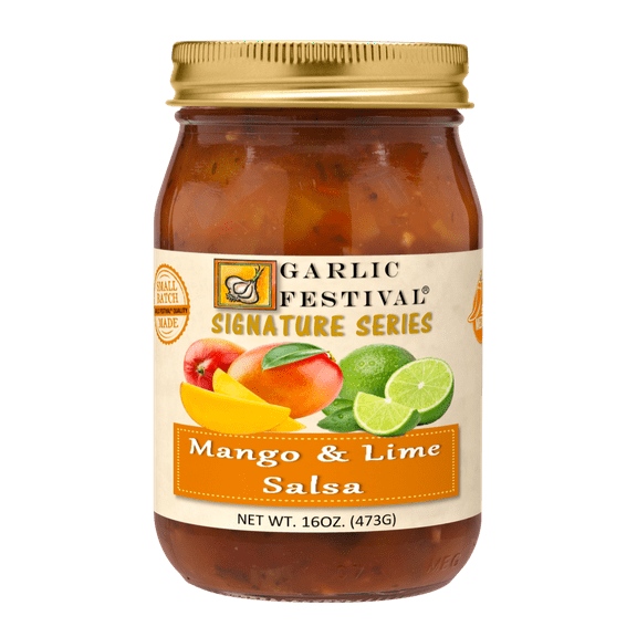 Garlic Festival Foods Mango & Lime Salsa Net Wt. 16 oz.