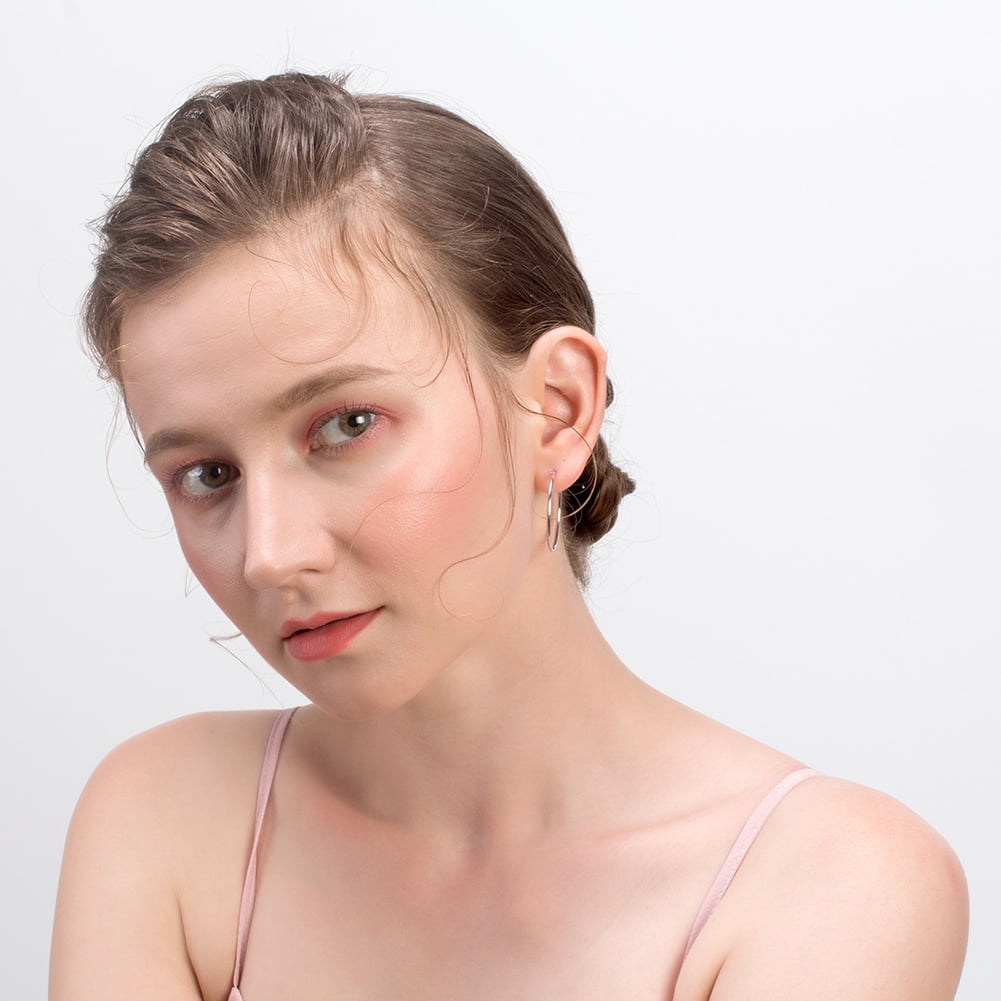 Thin Hoop Earrings for Women Classic Thin Sterling Silver Womens Ginger Lyne Collection