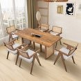 thumbnail image 4 of 86.61 Inch Dining Table for 6 Persons, Mid Century Modern Large Kitchen Table for Living Room, Restaurant,Office, Oak, 4 of 5