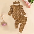 thumbnail image 2 of CAUYDY Infant Girls Bodysuit Set Newborn Girl Long Sleeved Romper Preemie Fall Winter Clothes Baby Outfit 3 6 9 Months 1T 2T Sizes 9-12 Months,Brown, 2 of 4