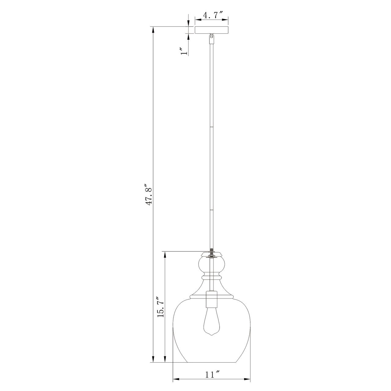 Tasio 11 in. 1-Light Indoor Matte Black Finish Pendant Light