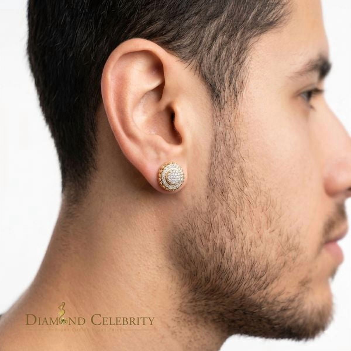 Diamond Celebrity's 925 Sterling Silver 0.20ct Diamond For Women's/ Men's Yellow Stud Round Earrings