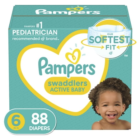 Pampers Swaddlers ACountive Baby Diapers - Size 6, 88 Count