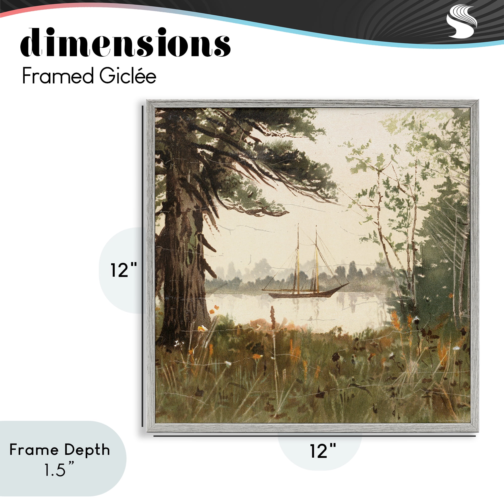 Stupell Industries Boating View Through Trees Gray Framed Giclee Art, design by Lula Bijoux & co.