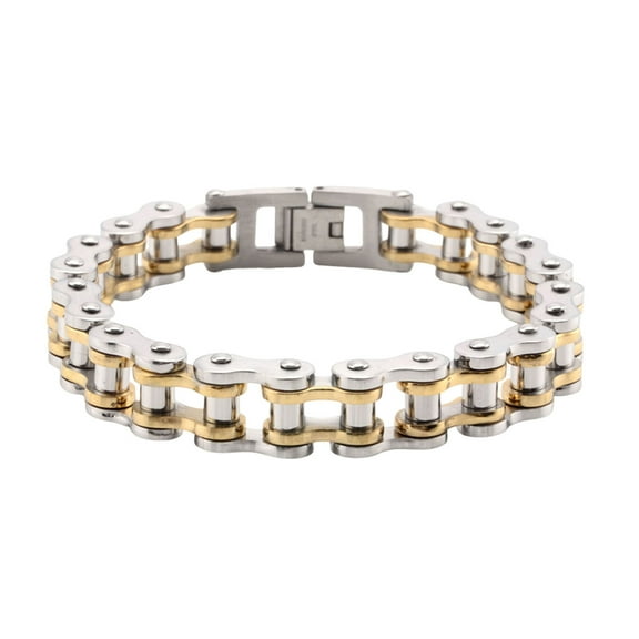 HUANLEDASH Unisex Bracelet Motorcycle Chain Design Stainless Steel Punk Hip-Hop Style Luster Smooth Wrist Bangle for Various Occasions