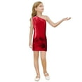 thumbnail image 1 of HXWCHs Robe Patineuse Étincelante Filles Robe à Sequins Épaule Asymétrique Col Rond Robe de Fête pour Tout-Petits Enfants Rouge 5-6 Ans, 1 of 4
