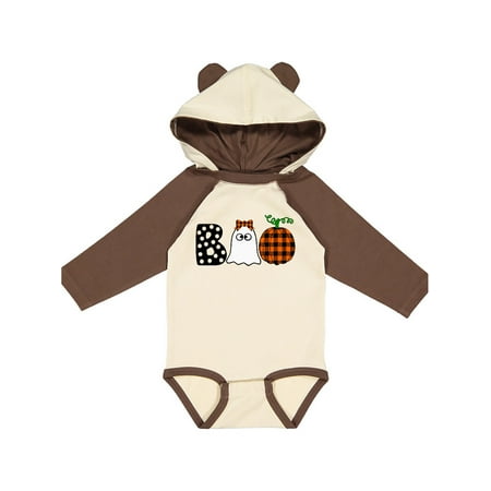 

Inktastic Boo Halloween Ghost and Plaid Pumpkin Gift Baby Boy or Baby Girl Long Sleeve Bodysuit