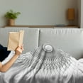thumbnail image 3 of Spires Soft Flannel Fleece Throw Blanket, Geometric Rotary Spiral with Helix Elements and Regular Lines Cyclic, Cozy Plush for Indoor and Outdoor Use, 70" x 90", Grey, by Ambesonne, 3 of 5