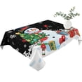 thumbnail image 2 of Black Snowman Christmas Table Cloth Waterproof Tablecloths, Gifts Xmas Tree Winter Snowflake Tablecloth Dining Table Cover for Kitchen Party Tabletop Outdoor, Rectangle Tablecloth 52x70 Inch, 2 of 9