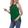 thumbnail image 1 of Playeras,Blusas y Tops,Ropa para Mujer Gráfico camisetas sin mangas para las mujeres Top de camiseta sin mangas plisada de encaje casual para mujer (Green, XL), 1 of 5
