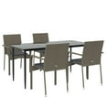 thumbnail image 3 of vidaXL Patio Dining Set Outdoor Rattan Wicker Table and Chair Set for Porch, 3 of 9