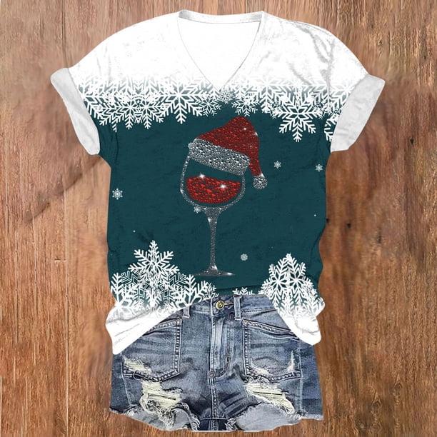 Puntoco Blusa de manga corta con cuello en V y estampado liso para mujer, estilo casual, para verano