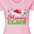 thumbnail image 4 of Inktastic Mommy Claus with Christmas Santa Hat and Snowflakes Women's V-Neck T-Shirt, 4 of 5