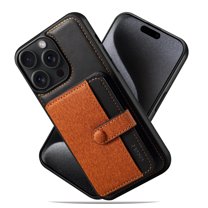 for iPhone 15 Pro Wallet Case with ID Card Holder [RFID Blocking] Premium PU Leather Kickstand Magnetic Clasp Shockproof Back Flip Credit Card Slots Phone Case For iPhone 15 Pro,Brown