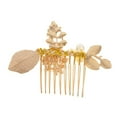 thumbnail image 4 of Abbracc Bridal Wedding Pearl Rhinestone Flower Floral Hair Comb Gold, 4 of 6