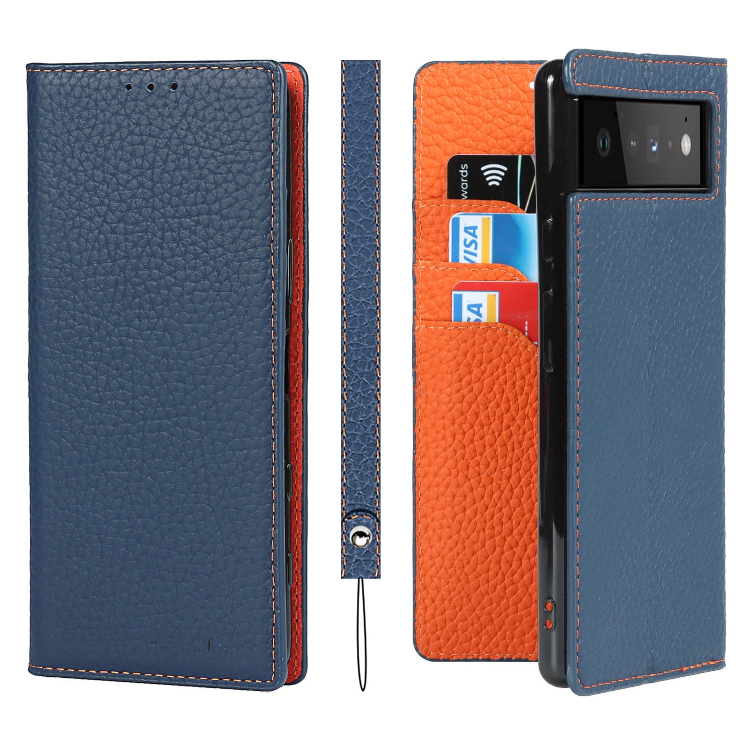 Genuine leather flip phone case for Google Pixel 9 Pro XL 9 pro 8A 7A 6A 6 XL 8pro stand wallet cover lanyard