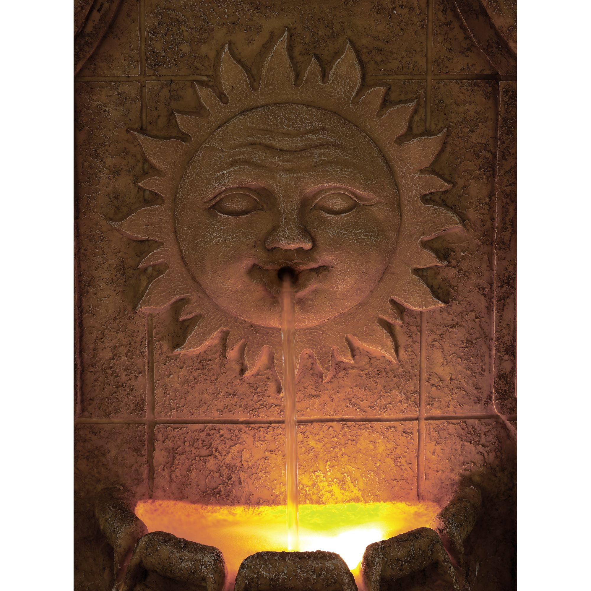Sun Villa 37" High Large Italian Outdoor Decor Faux Stone Floor Fountain with Light LED Outside Garden Patio