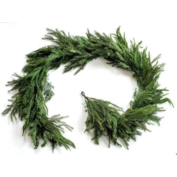 Bootesun Christmas Garland for Mantle - 9FT Real Touch Mixed Norfolk Pine, Evergreen, and Cedar Garland Artificial Realistic Greenery Branches for Decoration, Indoor Outdoor Chrismas Decorations