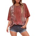 thumbnail image 2 of V-Neck Women's Short Sleeve T-shirt Summer Tops For Women Short Sleeve Crewneck Oversized T Shirts Trendy Solid/Flower Printed Beach Vacation Clothes,Red Women's Short sleeve T-shirt L, 2 of 5