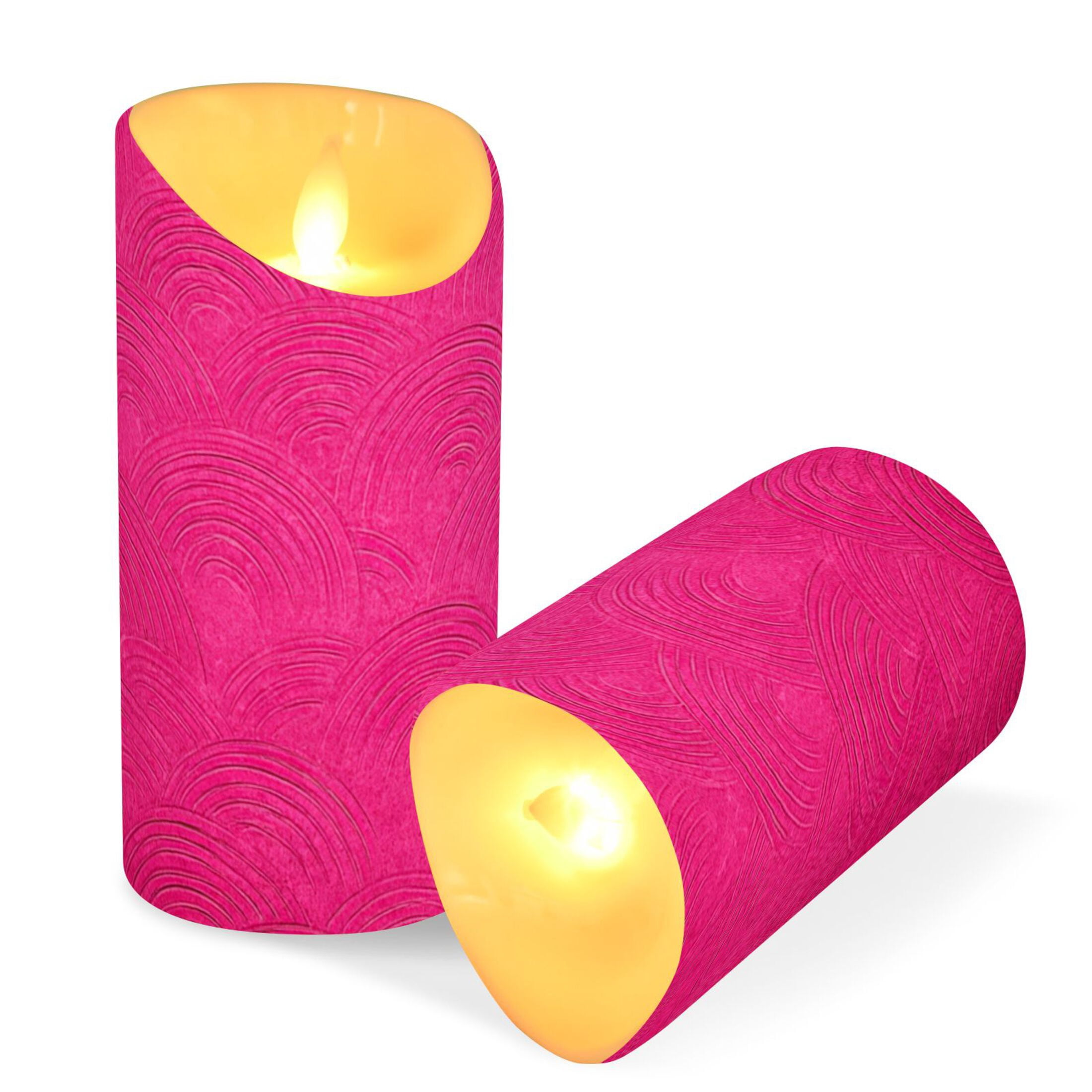 Hot Pink Background with Waves Flickering Flameless Candles with Remote Timer Battery Operated LED Tealight Set of 2 M