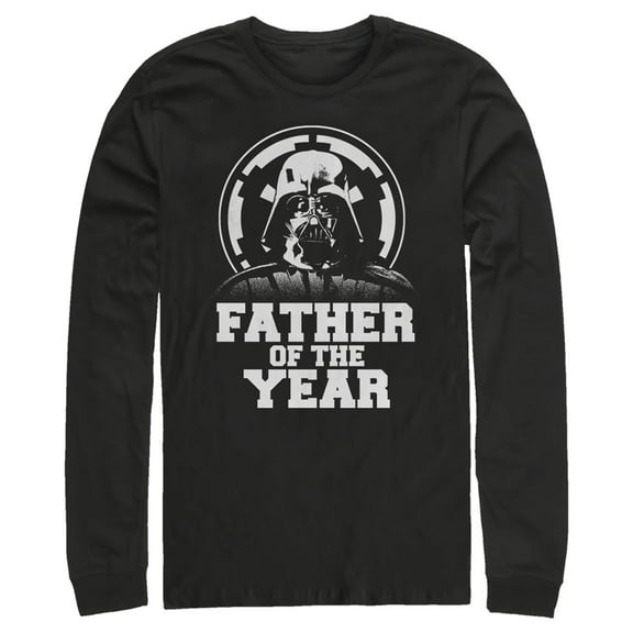 Men's Star Wars Father's Day Vader Father of the Year  Long Sleeve Shirt Black Medium