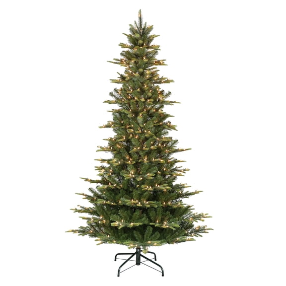 Puleo International 7.5 ft. Pre-Lit Slim Aspen Fir Artificial Christmas Tree with 450 UL-Listed Clear Lights