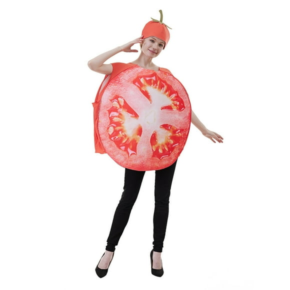 SUNSIOM Halloween Adult Tomato Slice Costume Women Funny Fruits Vegetable Outfit with Hat