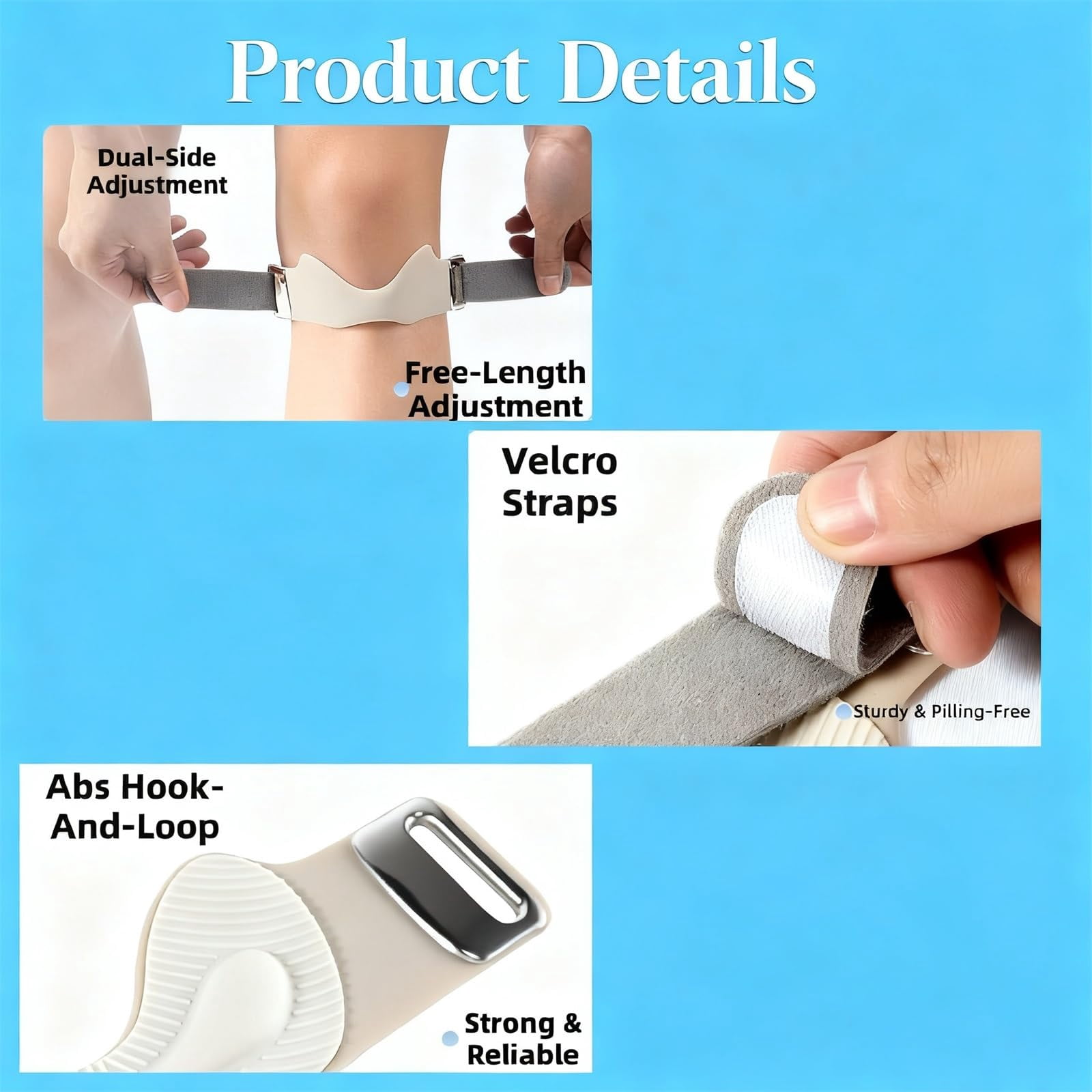 Knee Strap Patella Adjustable Sports Support Band, Adjustable Knee Support Brace for Men & Women