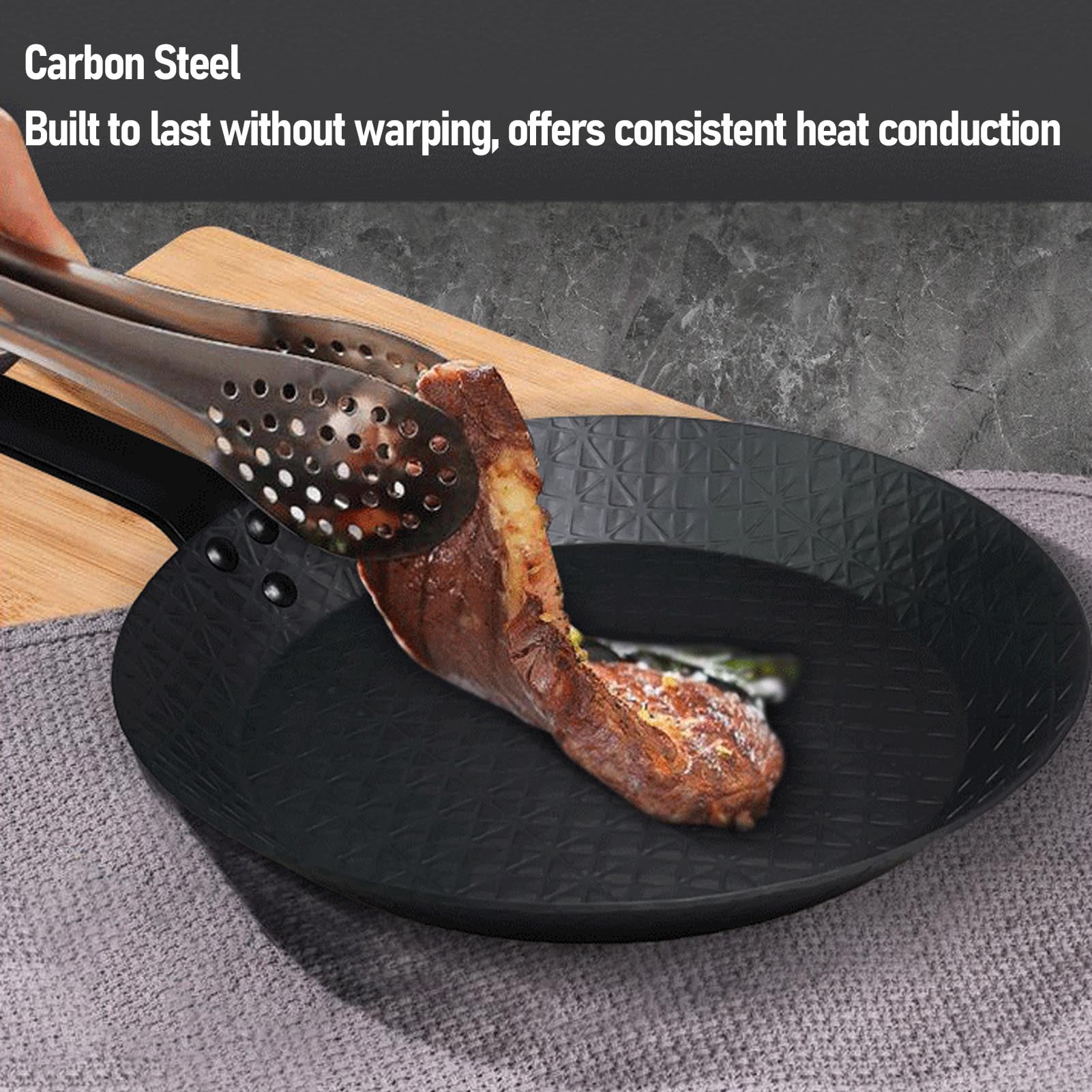 Small Carbon Steel Frying Pan - Non-Stick Skillet for Gas & Induction Cooktops