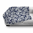 thumbnail image 3 of Hawaii Soft Flannel Fleece Blanket, Hibiscus Silhouettes Flowering Mallow Family Plant Exotic Summer Season Foliage, Cozy Plush for Indoor and Outdoor Use, 50" x 60", Navy Blue White, by Ambesonne, 3 of 6