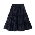 thumbnail image 5 of Toddler Girls Casual Elastic Waist Tiered Skirt Cute Ruffle Pocket Long Skirt Spring Summer Daily Wear 4-14Y, 5 of 5