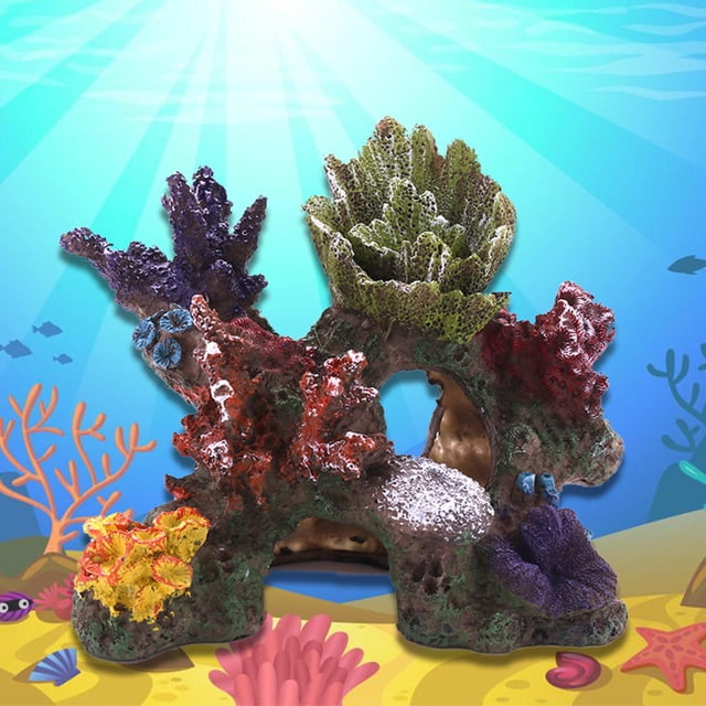Pecera de resina Insertos de Decoración Rocas Paisajismo Simulación Montaña, Paquete de 1 Artesanía Cueva para decoración Hogar de peces Salvador Dali corales de acuario