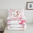 thumbnail image 5 of Erosebridal Pink Bowknot Comforter Set,Cartoon Giraffe Bedding Set,Cute Animal Down Comforter,Watercolor Bow Knot Reversible Bed Set with 2 Pillowcases Lightweight,Full, 5 of 7
