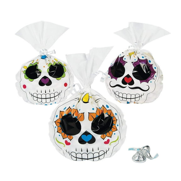 Fun Express White Skull Birthday Party Bags, 12 Count