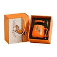 thumbnail image 2 of Taza de Café de Cerámica de 350 Ml con Estampado de Caballos | Taza de Té Naranja con Cuchara Incluida | Asa Ergonómica | Taza de Cerámica Resistente para Bebidas Calientes | Ideal para Uso Diario En, 2 of 6