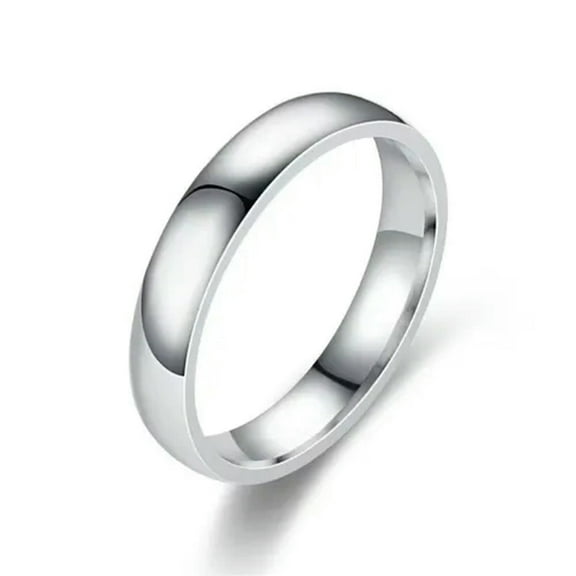 HOOUN Womens Plain Wedding Band Ring Trendy Jewelry Stainless Steel Size 5/6/7/8/9-Silver-4mm-5