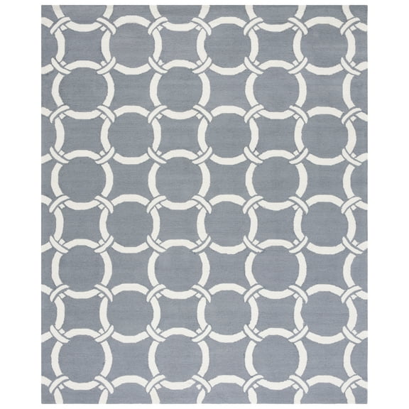 SAFAVIEH Four Seasons Soren Geometric Polyester Area Rug, Grey/Ivory, 8' x 10'